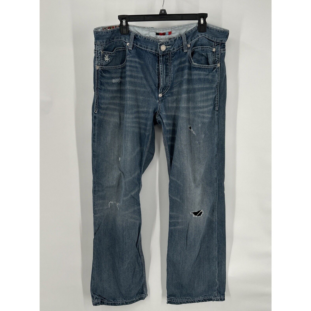 Coogi Australia Button Fly Biker Jeans Men's 38x34 (actual 38x32) Destroyed
